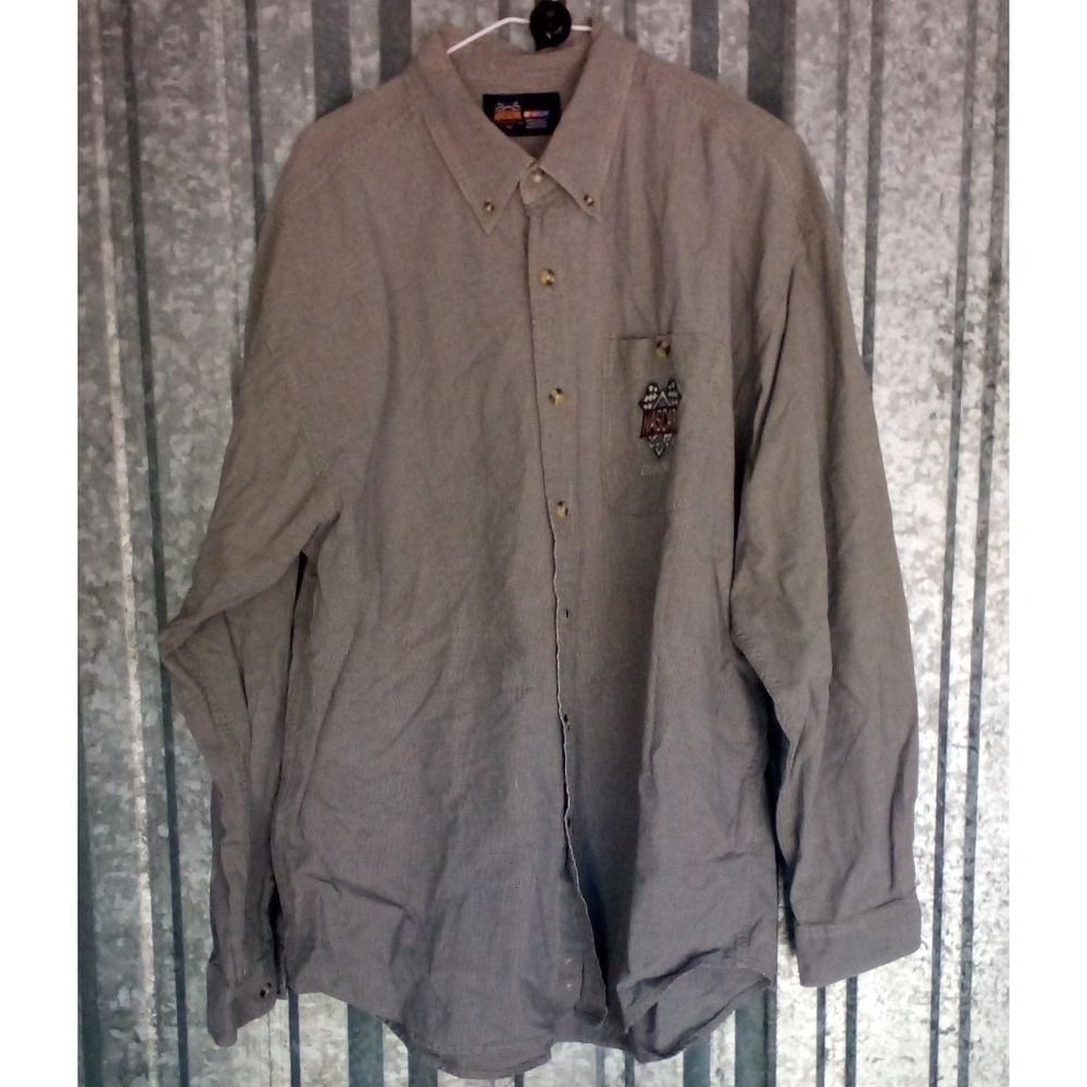 NASCAR Cafe Shirt Mens L Houndstooth Plaid Vintage 90s